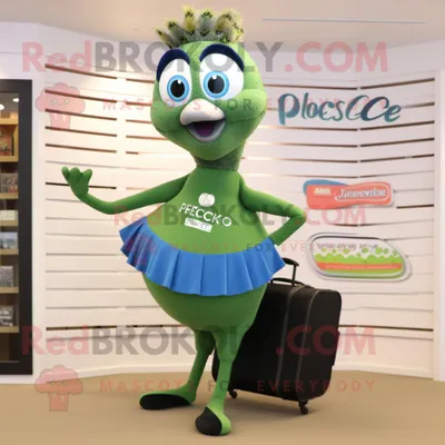 Imagen del producto de Personaje REDBROKOLY de disfraz de mascota Olive Peacock vestido con pantalones de yoga y maletines