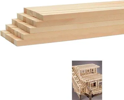 Immagine prodotto di Set di tasselli in legno, 30 pezzi, balsa 25x0,5x0,5 cm