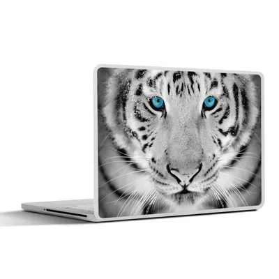 Produktbild von MuchoWow® Laptop Aufkleber Sticker Cover Tiere - Tiger - Augen - Blau - Schwarz und weiß 30x21 cm - Sticker für Laptop - Selbstklebend