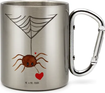 Produktbild von Mr. & Mrs. Panda Thermobecher Spinne Agathe Liebe - Transparent - Geschenk, Liebesgeschenk, Liebesbeweis, Verliebt, Edelstahl-Isolierbecher, Trinkbecher Edelstahl