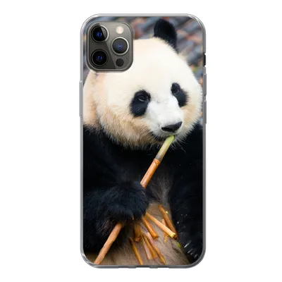 Produktbild von MuchoWow® Handyhülle Schutzhülle Hülle für iPhone 12 Pro Max Großer Panda - Bambus - Blätter Silikon Softcase Handy Hülle - Hartschale
