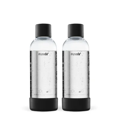 Produktbild von Mysoda Wasserflaschen 1L, 2er-Set (PET), Schwarz