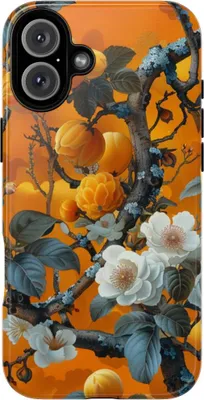 Produktbild von Vintage-Blumenmuster in Orange – Hülle Kompatibel mit iPhone 16 Plus
