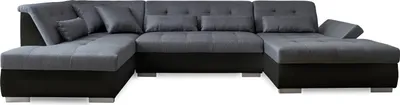 Produktbild von Lisa Design VERMONT, Wohnlandschaft 7-Sitzer Ecksofa in U-Form, XXL, links , Schwarz und Grau
