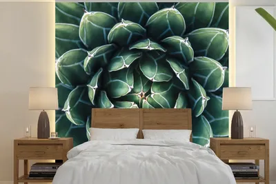 Produktbild von MuchoWow® Fototapete für Wohnzimmer oder Schlafzimmer Wandtapete Vinyl Motivtapete Ein grünes Blumenmuster - 300x300 cm - Wanddekoration