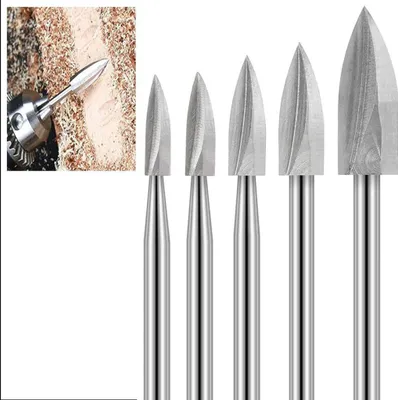 Produktbild von 5PCS HSS Gravierwerkzeug, Holz Fräser Set für Dremel Rotationswerkzeuge Zubehör für Holz Schnitzen, Bohren
