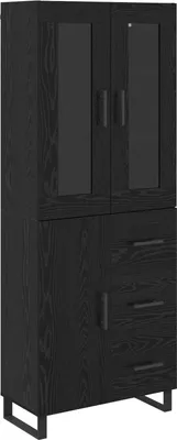 Produktbild von Highboard 2 pcs Schwarz Eichen-Optik Engineered Wood und Glas