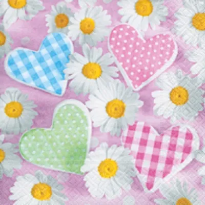 Produktbild von 20 LUNCH SERVIETTEN 33x33cm Blumen, Herzen/DAISIES AND HEARTS