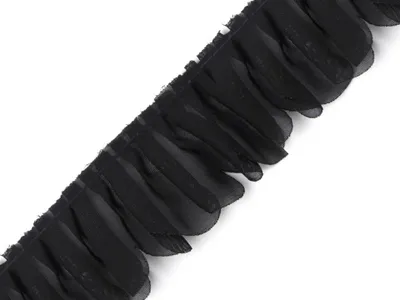 Obrázek produktu pro Oděvní prýmek, volánový prýmek skládaný, černá 40mm / 1 m