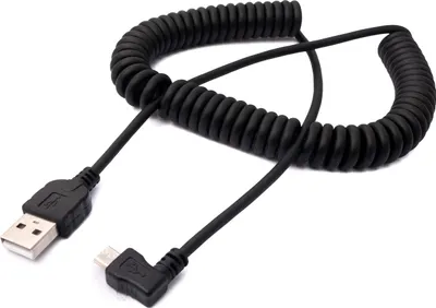 Produktbild von SYSTEM-S USB 2.0 Kabel 200 cm Typ A Stecker zu Micro B Stecker Spirale Winkel in Schwarz