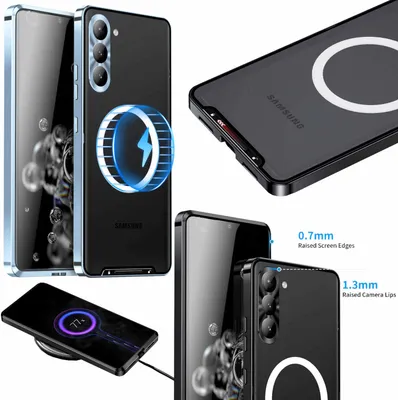 Immagine prodotto di Per Samsung Galaxy S23 Mobile Phone Case Magnetic Magsafe Metal Design Cover Blu Cover