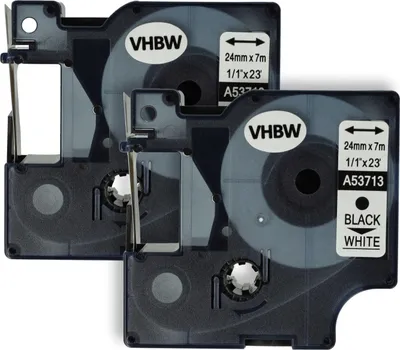Produktbild von vhbw 2x Schriftband-Kassette kompatibel mit Dymo LabelManager 400, 450D, 450, 500TS, 500, 300 Etiketten-Drucker 7m x 24mm Schwarz auf Weiß