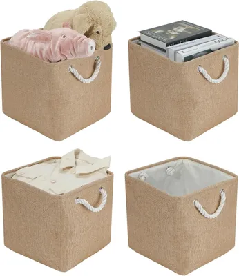Produktbild von MODFU 4 x Aufbewahrungsboxen mit Deckel, Aufbewahrungsbox, Aufbewahrungstasche, Kiste aus Baumwolle für Spielzeug, Bücher, Elektrogeräte, Faltbare Box