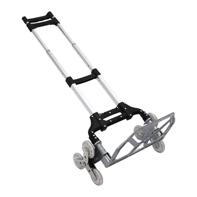 A foldable hand truck with six wheels designed for climbing stairs, shown against a white background.