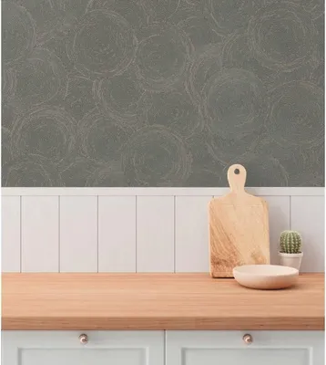 Produktbild von Vliestapete Kreise Kupfer Grau - Strukturtapete mit modernem Kreis-Design (KG-175799)
