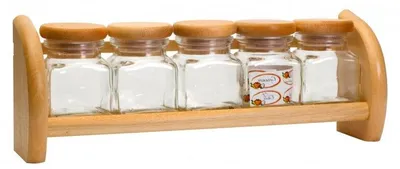 Produktbild von Holzregal für Gewürze mit Glasbehältern