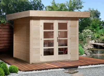Produktbild von Gartenhaus weka Designhaus 126+ Gr. 1 hohes Durchgangsmaß 195 cm, mit Fußboden 356 x 284 cm natur