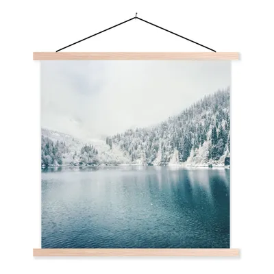 Produktbild von MuchoWow® Textilposter Winter - Wasser - Schnee 60x60 cm mit holzfarbenen Rahmen - Wanddekoration