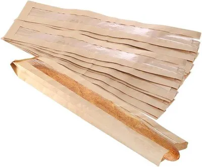 Obrázok produktu pre Papierové vrecká na bagety, balenie po 50 ks, 58,4 cm x 10 cm x 4,1 cm, priehľadné, vrecká do pekárne