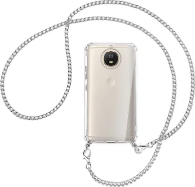 Produktbild von Handykette Backcover-Schutzhülle mit Band (Metall silberfarben) für Motorola Moto G5S - silberfarbene Kette