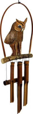 Produktbild von Exotisches Bambus Klangspiel - Windspiel `Eule`, Braun, 70*20*4 cm, Windspiele & Klangspiele