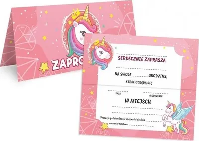 Obrázek produktu pro Narozeninová pozvánka s motivem jednorožce pro holčičku, 10 kusů