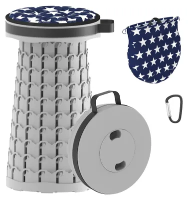 Imagen del producto de Taburete de camping telescópico - Silla portátil para pesca con mochila y cojín - Capacidad máxima de carga: 190 kg