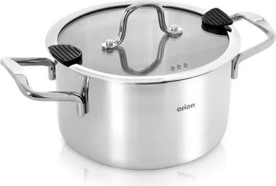 Obrázok produktu pre Orion | Kastról so sklenenou pokrievkou - 24 cm - 6,2 l - Hrniec z nehrdzavejúcej ocele - Vhodný na indukciu - Vhodné do umývačky riadu - VENICE