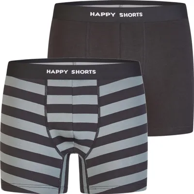 Produktbild von Happy Shorts Herren Boxer Jersey 2-Pack  schwarz, grau - Größe XL
