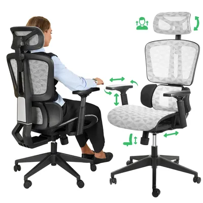 Produktbild von di volio Bürostuhl Preda – ergonomischer Schreibtischstuhl mit Kopfstütze & 4D Armlehnen, atmungsaktives Mesh