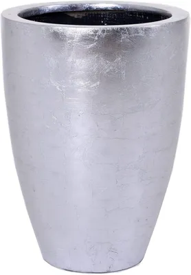 Produktbild von VIVANNO Blumentopf Fiberglas OPALA Rund, Blattsilber Blattoptik hochglanz - 32x32x44 cm
