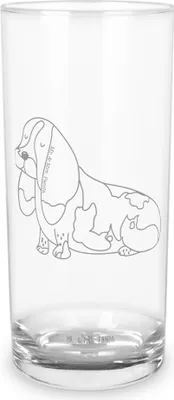 Produktbild von Mr. & Mrs. Panda Wasserglas Hund Basset Hound 200 ml - Transparent - Geschenk, Tumbler, Glasbecher, Trinkglas, Sprüche, Niedlich, Süß, Cocktailglas, Glas