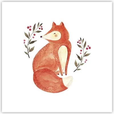 Produktbild von Poster - Poster ohne Rahmen - Nov Illustration Fuchs - 30x30 cm - Wand Bild - Wanddeko - Wandbilder - Kunstposter - Wandposter - Bilder - Kunstdruck - Wanddekoration - Wandbild - P2XAC30x30-4862