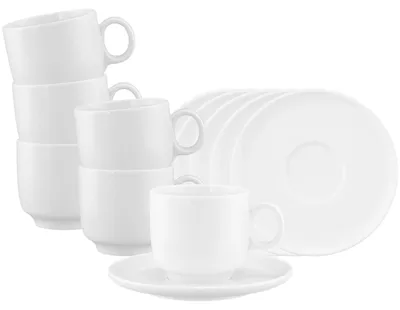 Produktbild von Seltmann Weiden Sento Home Cappuccinotasse mit Untertasse 300 ml 6er Set Weiß