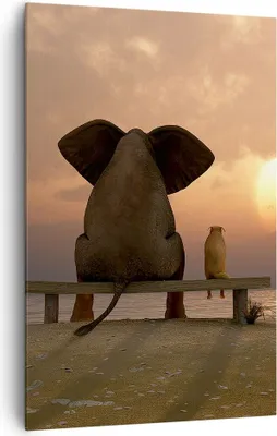 Produktbild von Bild auf Leinwand - Leinwandbild - Einteilig - Elefant Ufer Meer - 80x120cm - Wand Bild - Wanddeko - Wandbilder - Leinwanddruck - Wanddekoration - Leinwand bilder - Wandbild - PA80x120-3555