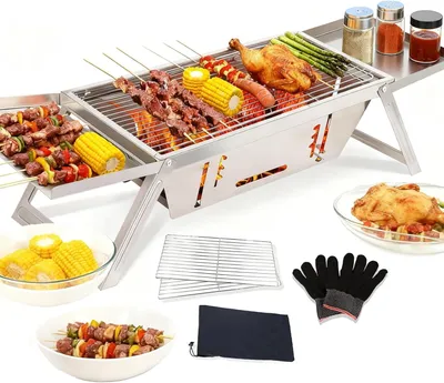 Produktbild von Campinggrill, 40 x 20 cm, Edelstahl, zusammenklappbar, für Camping