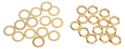 Produktbild von Muttern-Unterlegscheiben-Set Instrumentenbuchsen-Anschlussbefestigungen für E-Gitarre, Bass, M9 Innengewinde, Gold