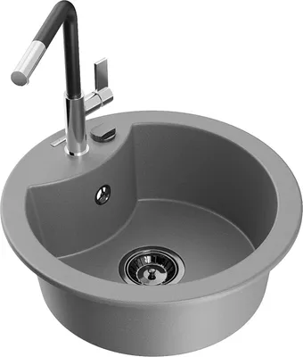 Produktbild von Mexen Diego 1-Becken-Granitspüle mit Mischbatterie Flora, Grau - 6512-71-670401-07-B