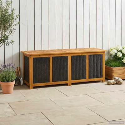 Produktbild von Möbel Gartenlagerbox 243 L Massivholz Akazie 150 x 50 x 56 cm Schwarz - Gartenboxen &22258