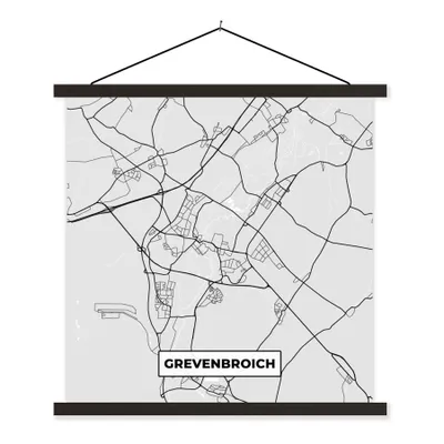 Produktbild von MuchoWow® Textilposter Karte - Grevenbroich - Stadtplan - Deutschland - Karte 40x40 cm mit schwarzem Rahmen - Fotos