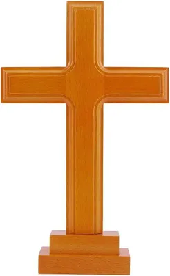 Image de Crucifix debout, 29,1 cm - Décoration en bois - Ornement pour salon - Décoration religieuse - Bois durable - Design unique