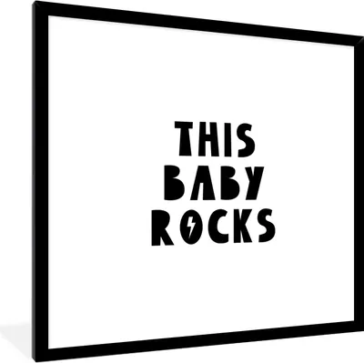 Produktbild von MuchoWow® Gerahmtes Poster Zitate - Dieses Baby rockt - Baby - Kinder - Sprichwörter 40x40 cm - Poster mit Schwarzem Bilderrahmen Wandposter Rahmen Foto Bilder - Mit Rahmen - Wanddekoration Schlafzimmer