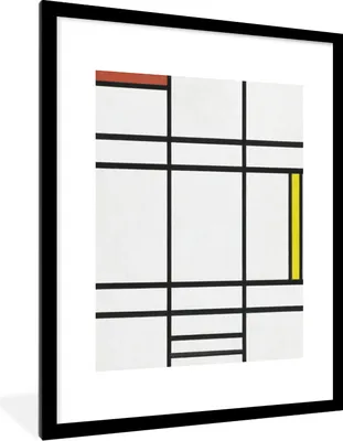 Produktbild von MuchoWow® MuchoWow® Gerahmtes Poster Komposition in Weiß, Rot und Gelb - Piet Mondrian 60x80 cm - Poster mit zchwarzem Bilderrahmen - Wohnzimmer - Dekorationen - Prämie