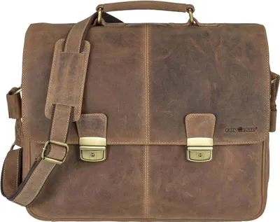 Produktbild von Greenburry Aktentasche Leder XL Lehrertasche mit Notebookfach Umhängetasche VINTAGE 1728-25