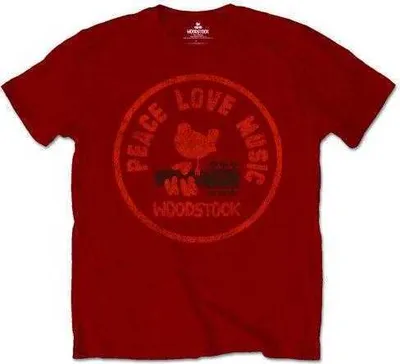 Produktbild von Woodstock Love Peace Music Maroon Red S T-Shirt