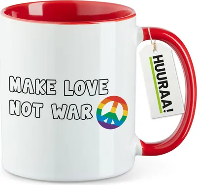 Produktbild von Huuraa Kaffeetasse Make Love not War 330ml Rot Keramik Kaffeebecher Geschenkidee