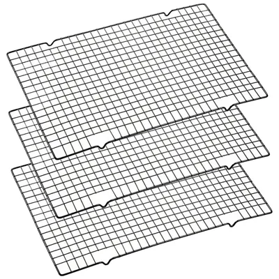 3 Abkühlgitter aus Edelstahl 40x25 cm zum Backen