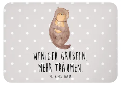 Produktbild von Mr. & Mrs. Panda magnet Otter Muschel - Grau Pastell - Geschenk, zettelhalter, wandmagnet, Medaillon, whiteboardmagnet, Kühlschrankmagnet, Träumen, Seeotter, Positiv