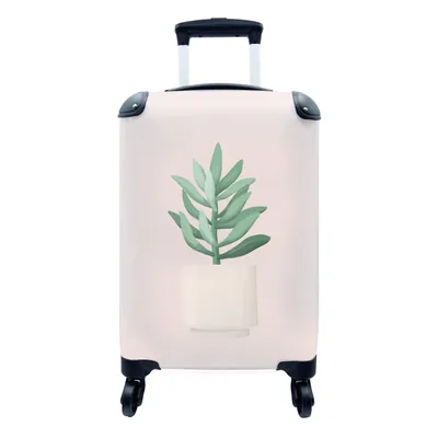 Produktbild von MuchoWow® Koffer Handgepäck Trolley Rollkoffer Kleine Reisekoffer mit 4 Rollen - Blumentopf - Tierarztpflanze - Pastell - Rosa - Cabin Size < 55x40x23 cm & 55x40x20 cm - Fotokoffer - Kabinenkoffer - Boardgepäck - Reise-Box - Reisekoffer - Reisegepäck - Koffer mit Bild - Trolley für Kinder
