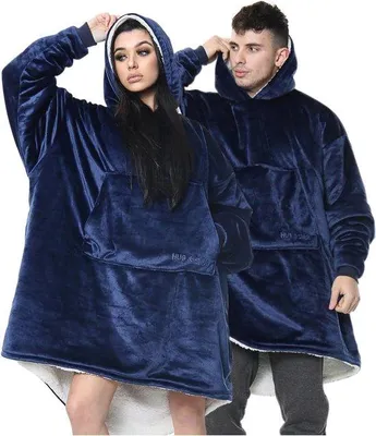 Produktbild von Famanu Decke mit Kapuze für Damen und Herren - Warme Fleece Decke Hoodie mit Vordertasche - Einheitsgröße